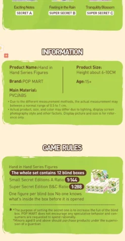 POP MART Hand in Hand Series Figurer 1PC/12ST POPMART Blind Box Figur