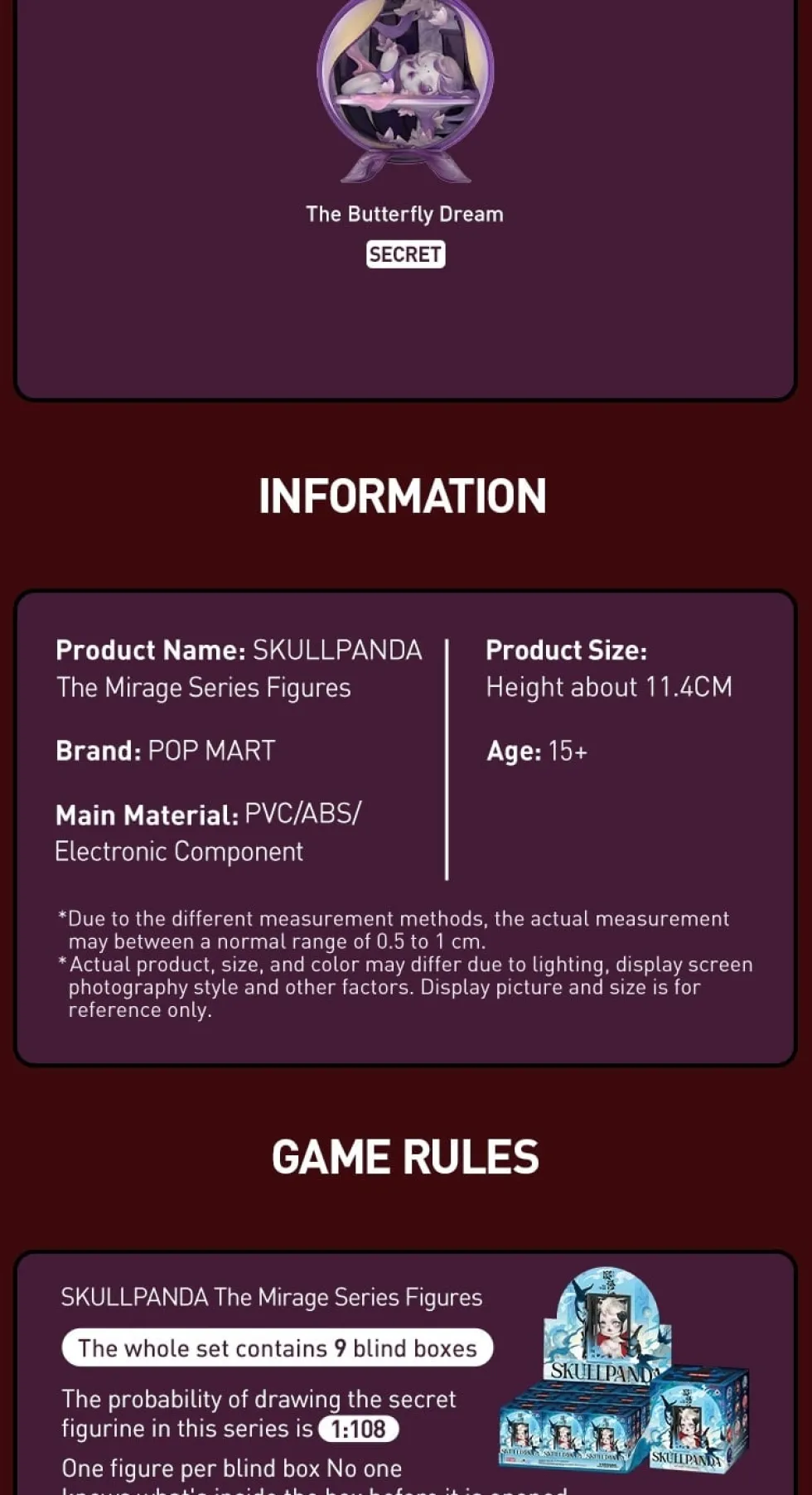 POP MART SKULLPANDA The Mirage Series Figurer Mystery Box 1PC/9ST POP MART Blind Box Actionfigur Söt leksak