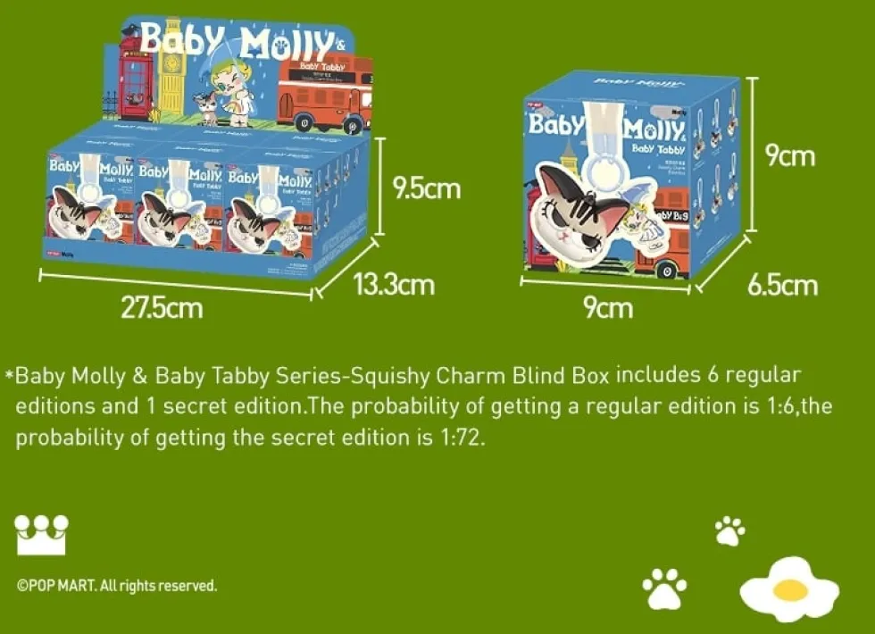 POP MART THE MONSTERS Baby Molly & Baby Tabby Series-Pinch Pendant Blind Box 1PC/6ST Blindbox