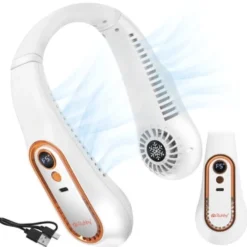 Portabel halsfläkt med 5 hastigheter och LED-display – Uppladdningsbar trådlös USB-C fläkt