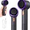 Portabel Mini Fläkt USB Svart – Handhållen Uppladdningsbar Fläkt med Display & 5000 mAh