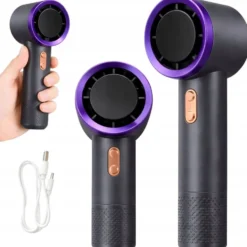 Portabel Mini Fläkt USB Svart – Handhållen Uppladdningsbar Fläkt med Display & 5000 mAh
