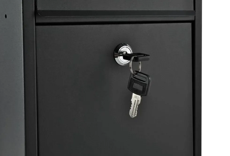 Postlåda svart galvaniserat stål med lock och 2 nycklar 32 cm