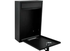 Postlåda svart galvaniserat stål med lock och 2 nycklar 32 cm