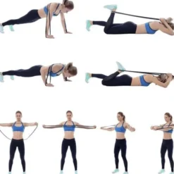 Powerband träningsband set 4-pack 2-40 kg med dörrankare & väska