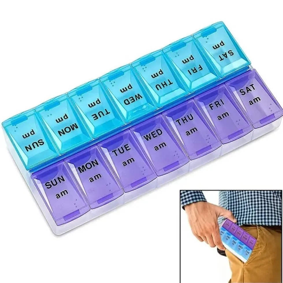 Praktiskt 14 Fack Medicinask Tablettask Dosett