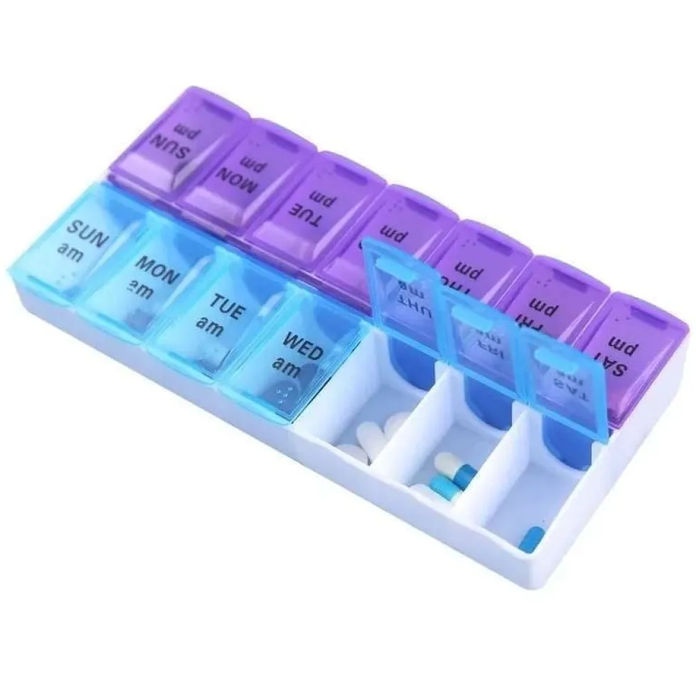 Praktiskt 14 Fack Medicinask Tablettask Dosett