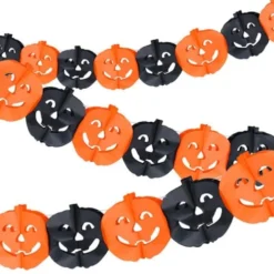 Pumpagirlang Halloween 3 m papper orange/svart, pumpor 17,5 cm