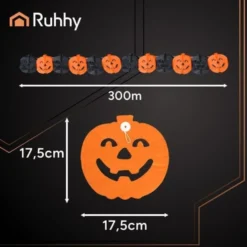 Pumpagirlang Halloween 3 m papper orange/svart, pumpor 17,5 cm