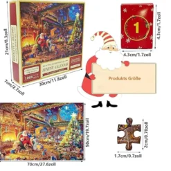 Pussel adventskalender 2026 julpussel 1008 bitar Jultomte 24 lådor
