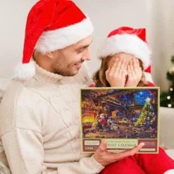 Pussel adventskalender 2026 julpussel 1008 bitar Jultomte 24 lådor