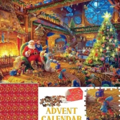 Pussel adventskalender 2026 julpussel 1008 bitar Jultomte 24 lådor