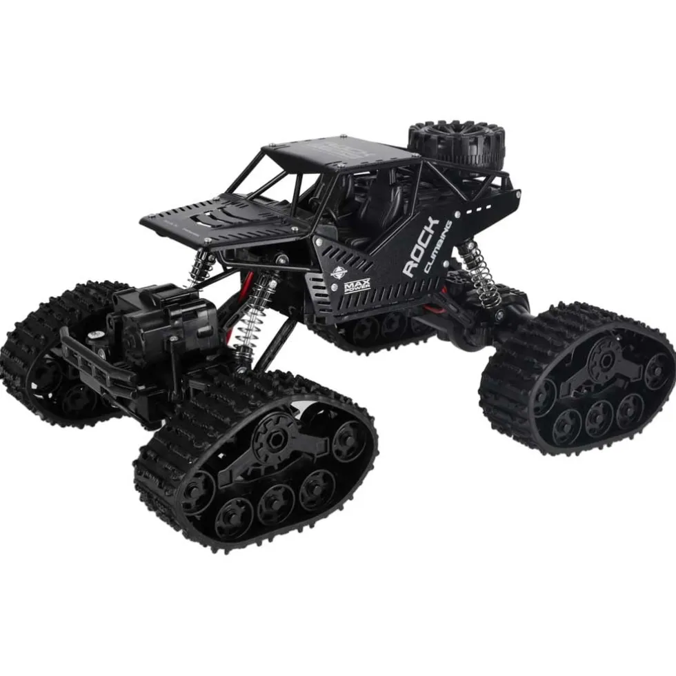Radiostyrd RC Rock Crawler 4x4 med hjul & larvband 2.4 GHz svart