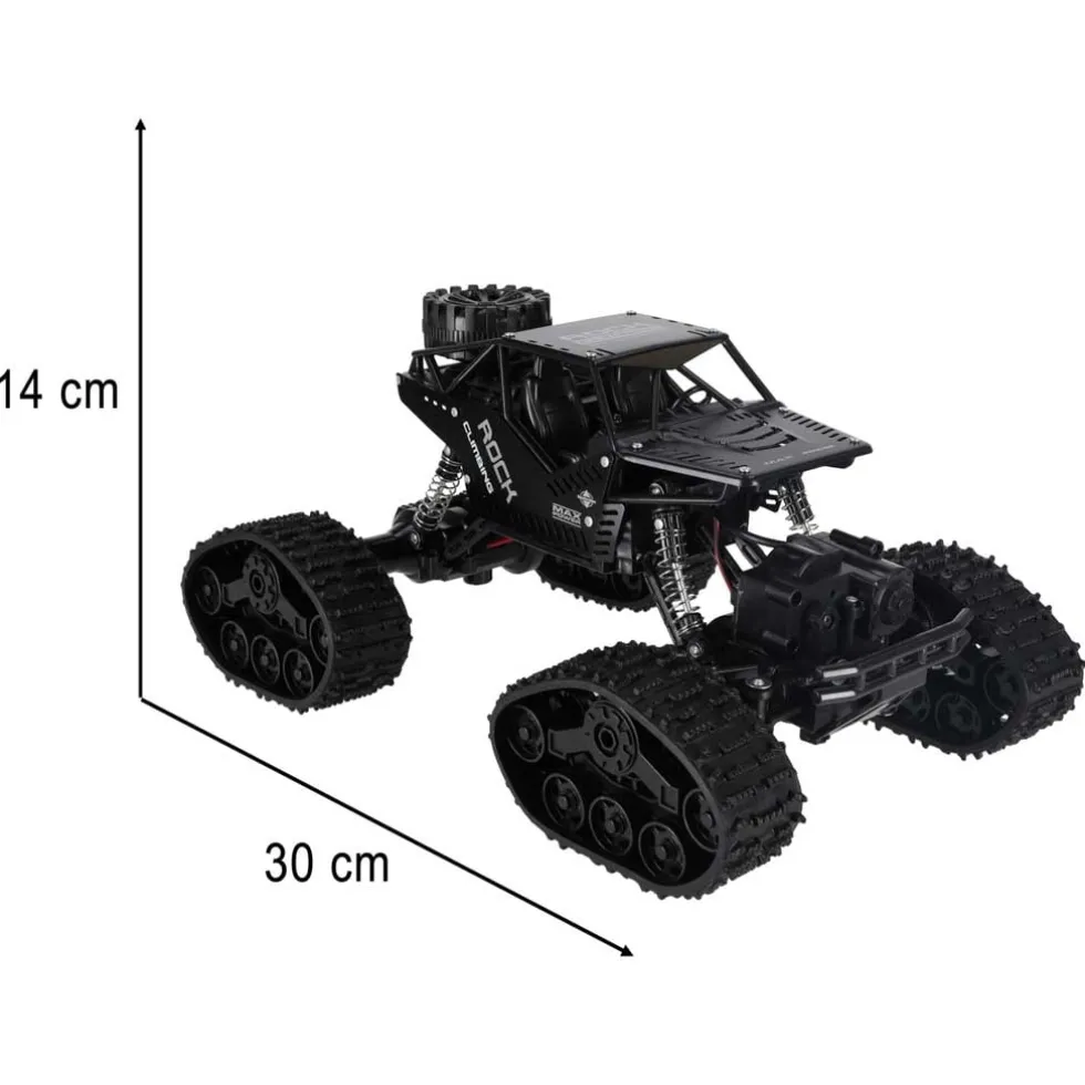 Radiostyrd RC Rock Crawler 4x4 med hjul & larvband 2.4 GHz svart
