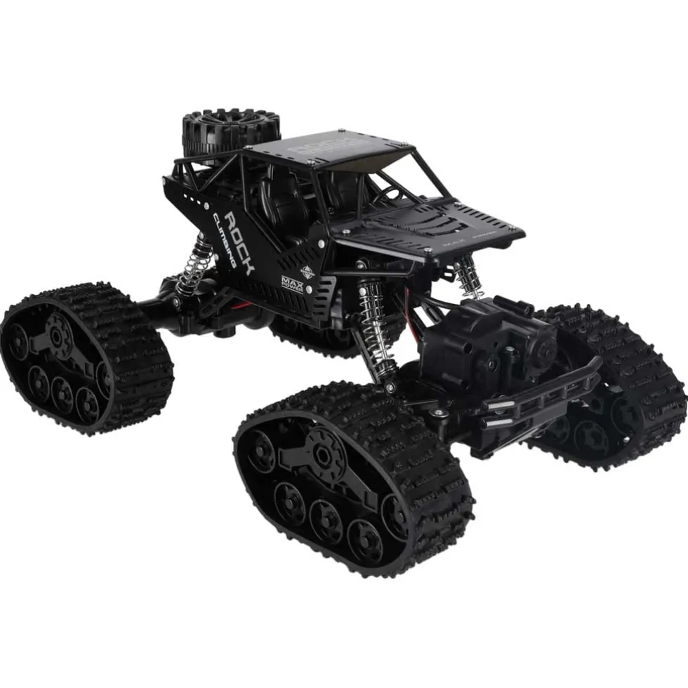 Radiostyrd RC Rock Crawler 4x4 med hjul & larvband 2.4 GHz svart