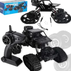Radiostyrd RC Rock Crawler 4x4 med hjul & larvband 2.4 GHz svart