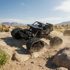 Radiostyrd RC Rock Crawler 4x4 med hjul & larvband 2.4 GHz svart