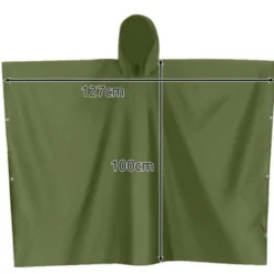 Regnponcho PVC grön 127x100 cm unisex med knappar