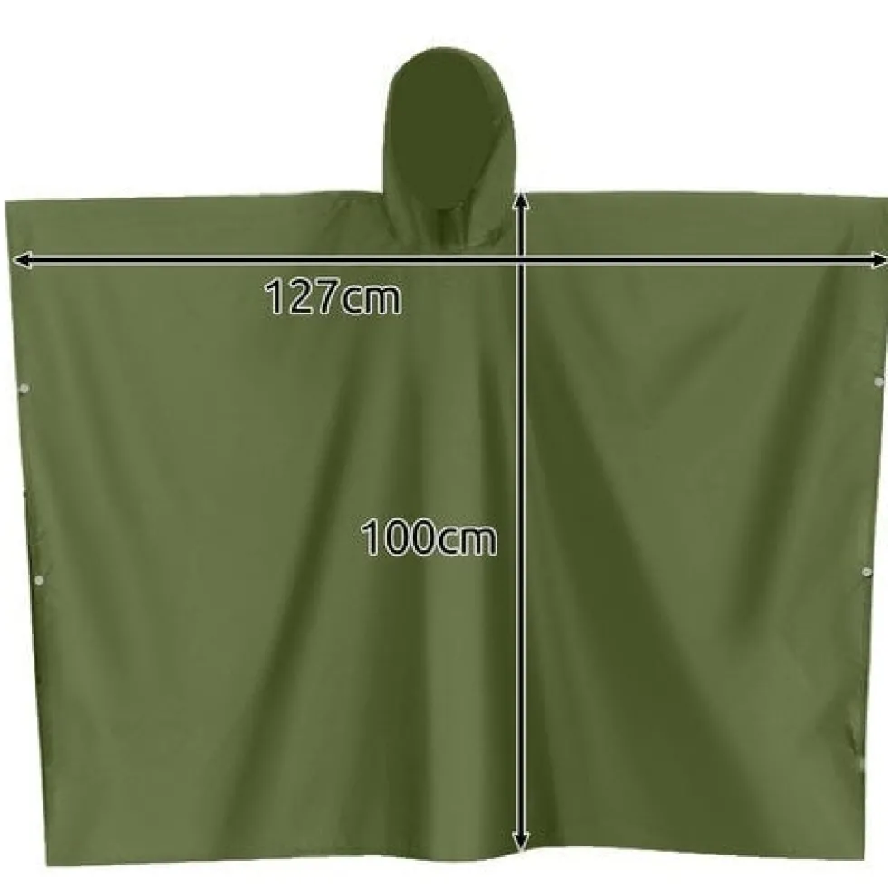 Regnponcho PVC grön 127x100 cm unisex med knappar