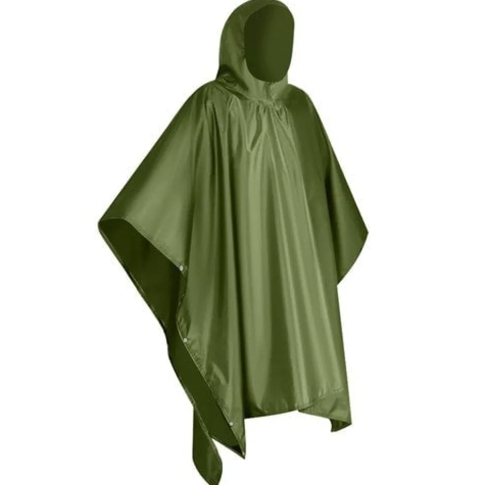Regnponcho PVC grön 127x100 cm unisex med knappar