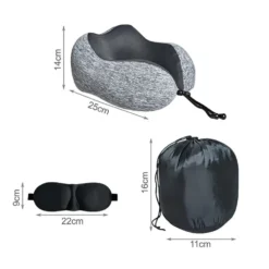 Rese-kit 3 i 1 med memory foam nackkudde och sovmask