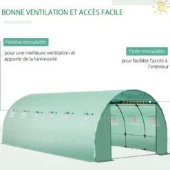 Reservskydd för tunnelväxthus 18 m², 6x3x2 m PE UV-skyddad, vattentät, 12 fönster och rullport grön