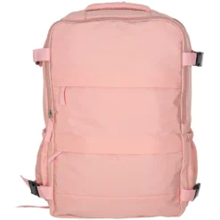 Reseryggsäck rosa 45x30 cm 3 fack med utvidgbart bottenfack