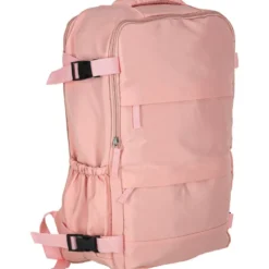 Reseryggsäck rosa 45x30 cm 3 fack med utvidgbart bottenfack