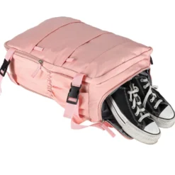 Reseryggsäck rosa 45x30 cm 3 fack med utvidgbart bottenfack