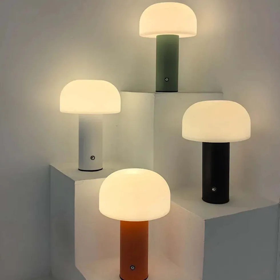 Retro Bordslampa Svamp - Trådlös Uppladdningsbar LED Lampa Orange