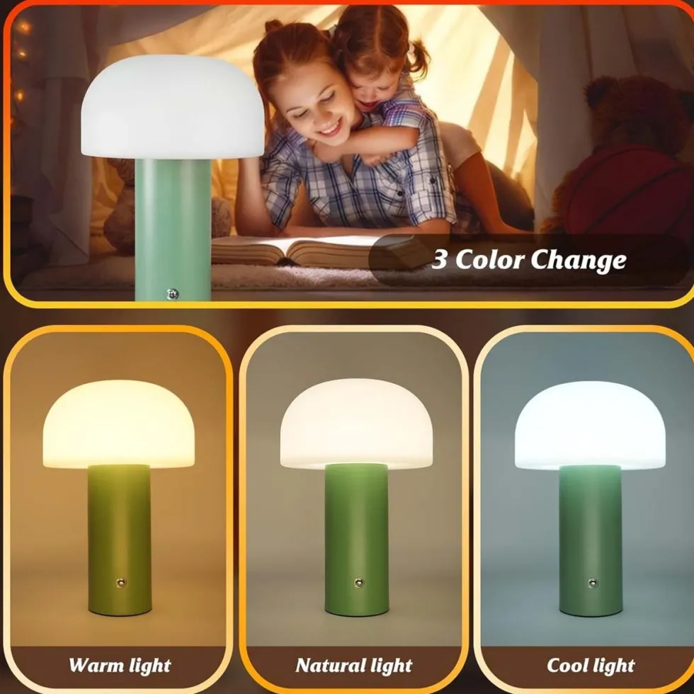 Retro Bordslampa Svamp - Trådlös Uppladdningsbar LED Lampa Orange