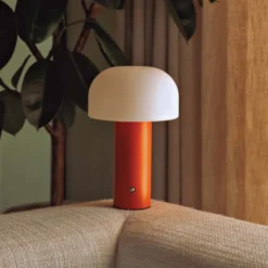 Retro Bordslampa Svamp - Trådlös Uppladdningsbar LED Lampa Orange