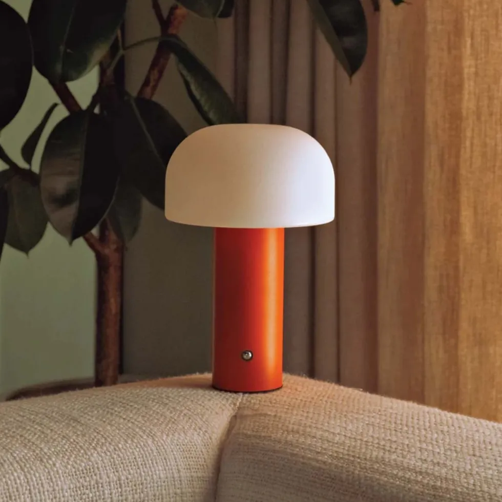 Retro Bordslampa Svamp - Trådlös Uppladdningsbar LED Lampa Orange