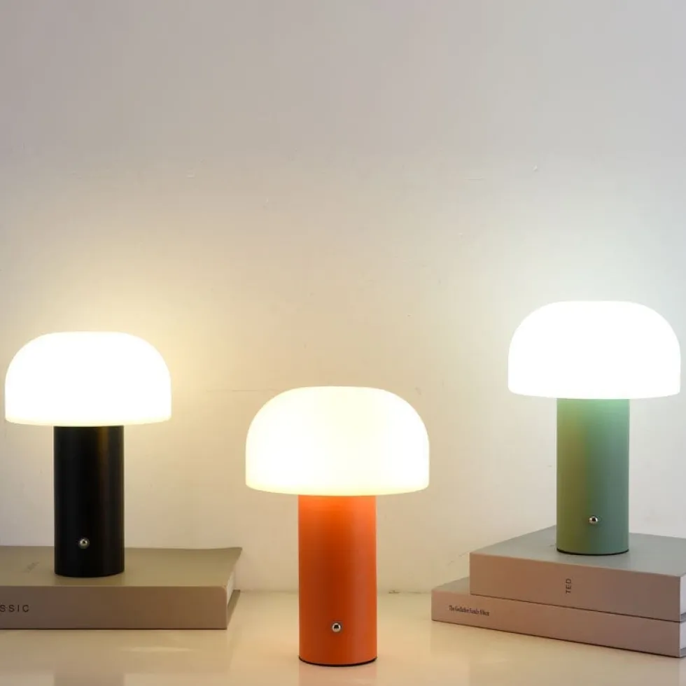 Retro Bordslampa Svamp - Trådlös Uppladdningsbar LED Lampa Orange