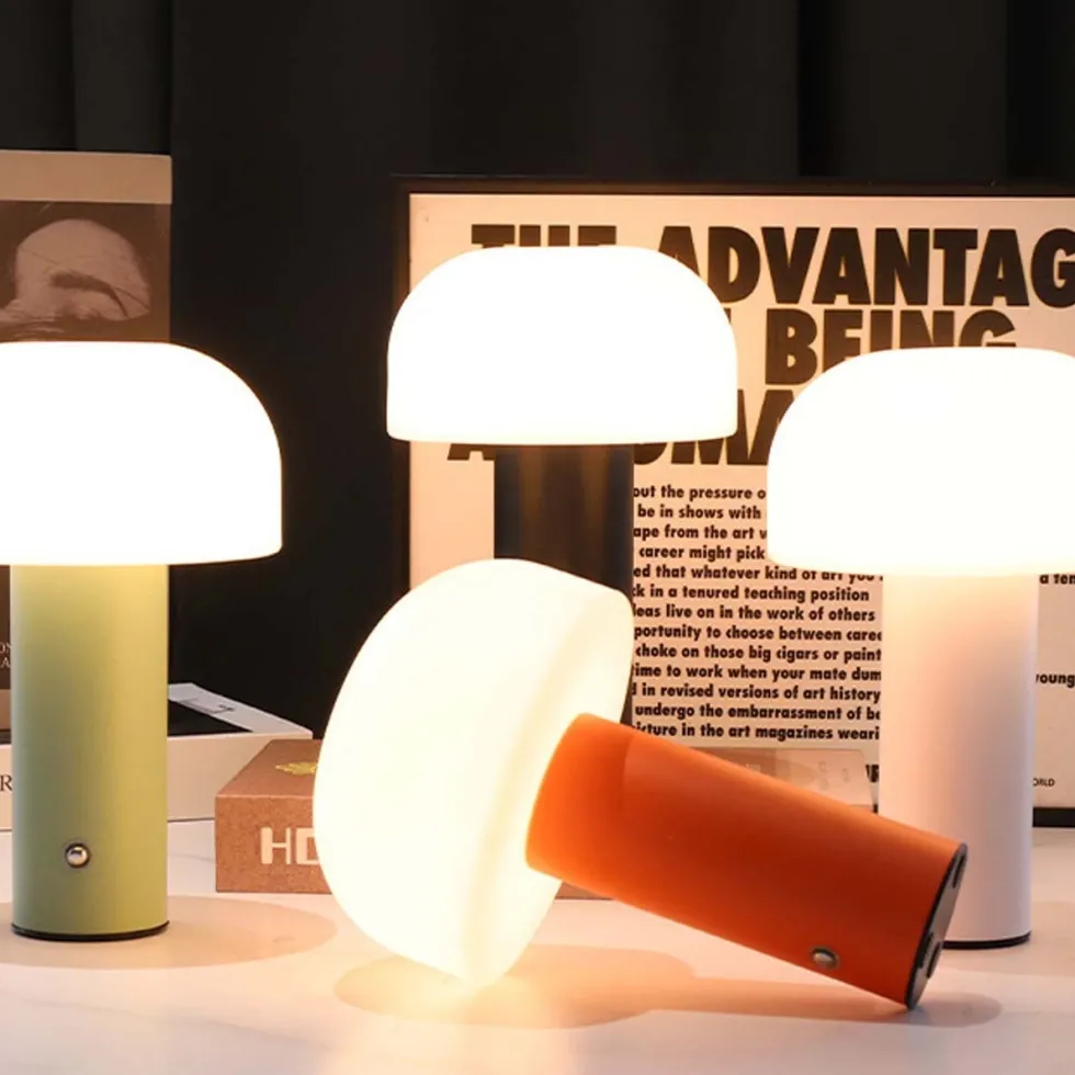 Retro Bordslampa Svamp - Trådlös Uppladdningsbar LED Lampa Orange