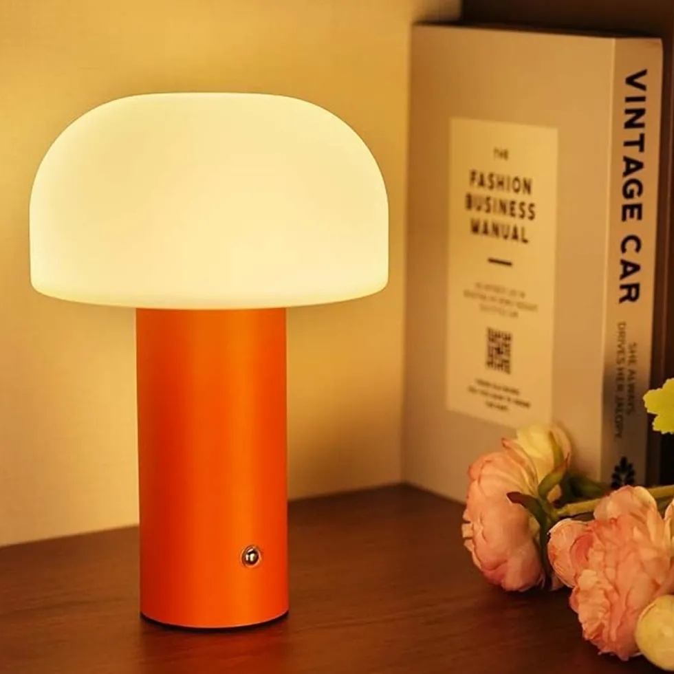 Retro Bordslampa Svamp - Trådlös Uppladdningsbar LED Lampa Orange