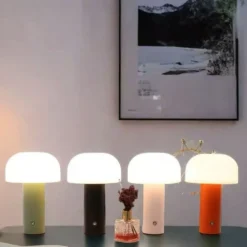 Retro Bordslampa Svamp - Trådlös Uppladdningsbar LED Lampa Svart