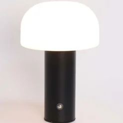 Retro Bordslampa Svamp - Trådlös Uppladdningsbar LED Lampa Svart