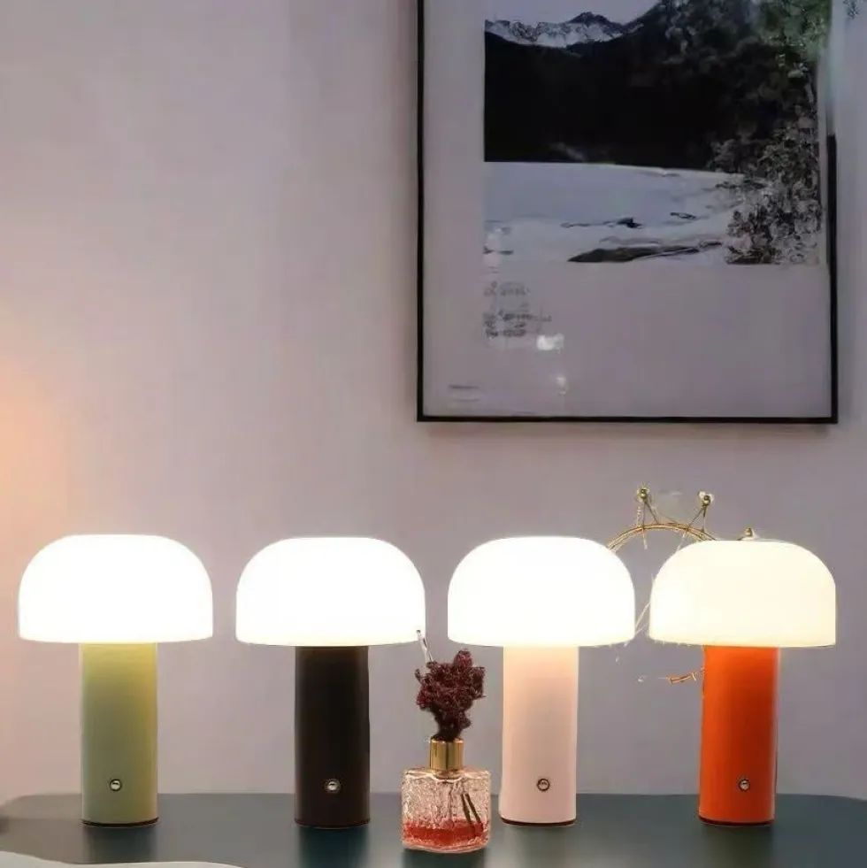 Retro Bordslampa Svamp - Trådlös Uppladdningsbar LED Lampa Vit