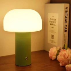 Retro Bordslampa Svamp - Trådlös Uppladdningsbar LED Lampa Grön