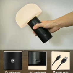 Retro Bordslampa Svamp - Trådlös Uppladdningsbar LED Lampa Grön