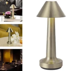 Retro Uppladdningsbar Bordslampa i Metall Dimbar Silver