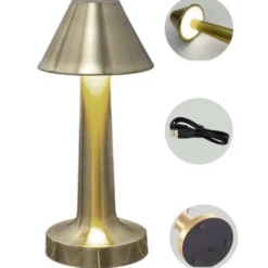 Retro Uppladdningsbar Bordslampa i Metall Dimbar Silver