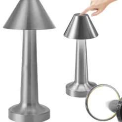 Retro Uppladdningsbar Bordslampa i Metall Dimbar Silver
