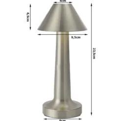 Retro Uppladdningsbar Bordslampa i Metall Dimbar Silver