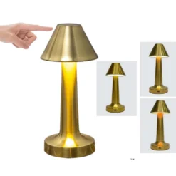 Retro Uppladdningsbar Bordslampa i Metall Dimbar Guld