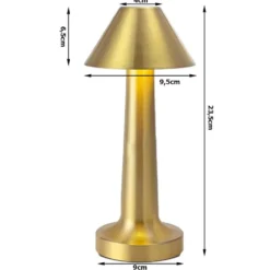Retro Uppladdningsbar Bordslampa i Metall Dimbar Guld