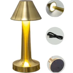 Retro Uppladdningsbar Bordslampa i Metall Dimbar Guld