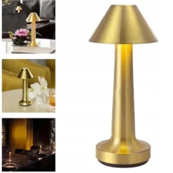 Retro Uppladdningsbar Bordslampa i Metall Dimbar Guld