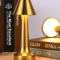 Retro Uppladdningsbar Bordslampa i Metall Dimbar Guld